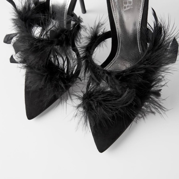 Zara Black Collection Leather Heel Feather - Picture 2 of 5